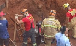 Deslizamento de terra deixa quatro trabalhadores soterrados em obra em Senador Canedo