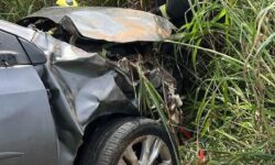 Capotamento na GO-217 deixa homem ferido na zona rural de Piracanjuba