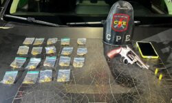 Suspeito é preso por tráfico de drogas e posse ilegal de arma de fogo no Distrito de Pires Belo, município de Catalão Suspeito é preso por tráfico de drogas e posse ilegal de arma de fogo no Distrito de Pires Belo, município de Catalão
