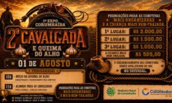 2ª Cavalgada e Queima do Alho de Corumbaíba terá premiação de até R$ 2 mil e programação especial no dia 1º de agosto 2ª Cavalgada e Queima do Alho de Corumbaíba terá premiação de até R$ 2 mil e programação especial no dia 1º de agosto